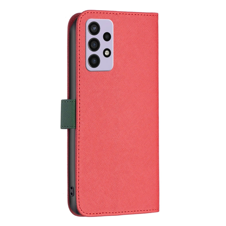 For Samsung Galaxy A72 BF13 Color Matching Cross Texture Leather Phone Case