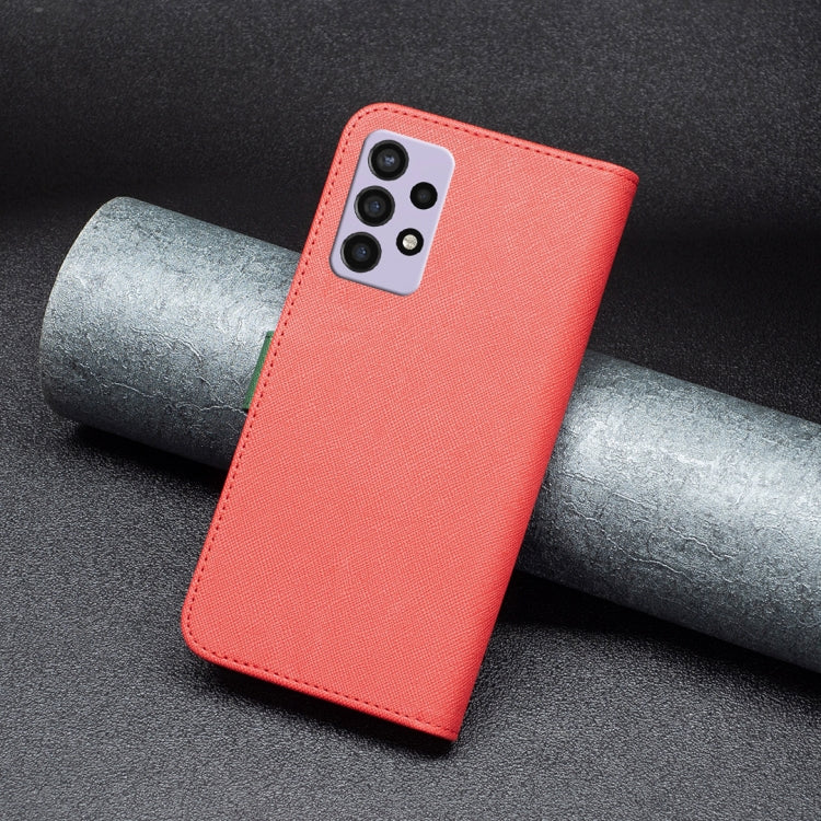 For Samsung Galaxy A72 BF13 Color Matching Cross Texture Leather Phone Case