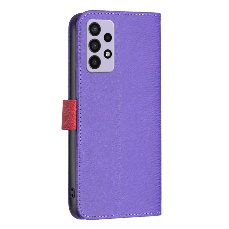 For Samsung Galaxy A72 BF13 Color Matching Cross Texture Leather Phone Case