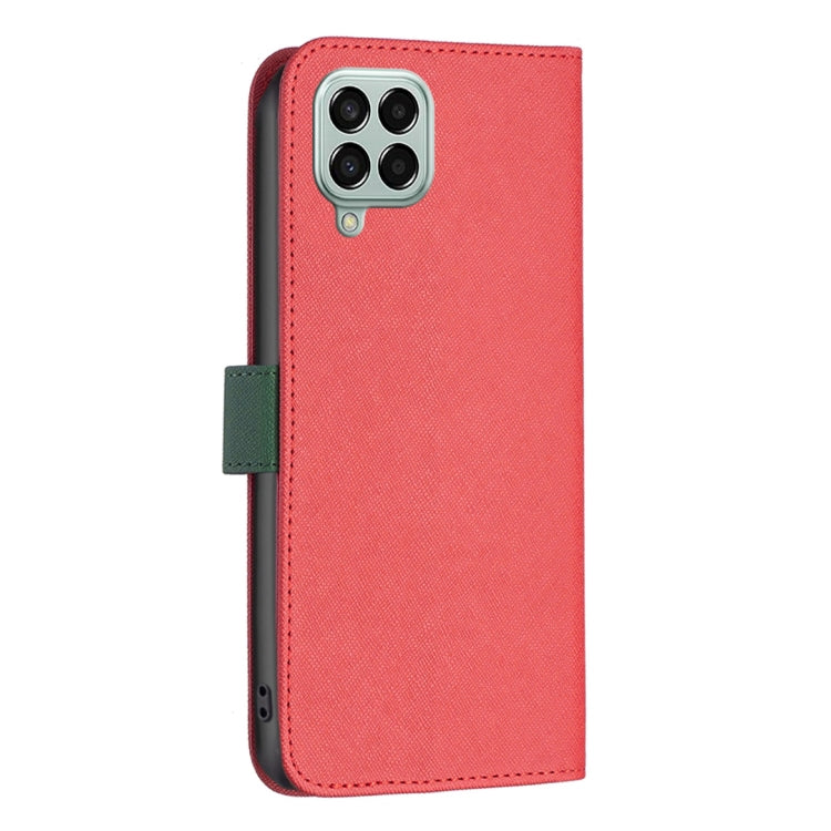 For Samsung Galaxy M33 5G BF13 Color Matching Cross Texture Leather Phone Case
