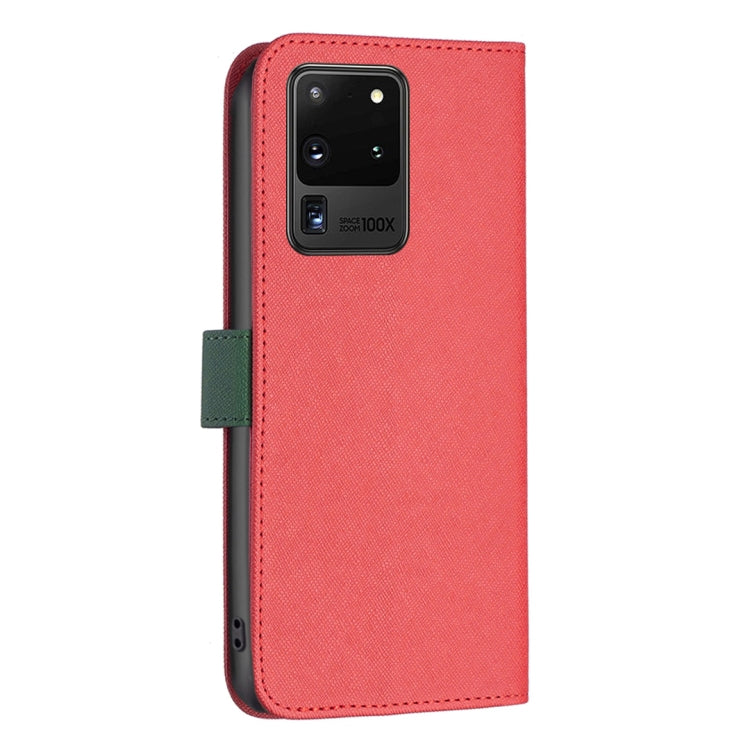 For Samsung Galaxy S20 Ultra BF13 Color Matching Cross Texture Leather Phone Case