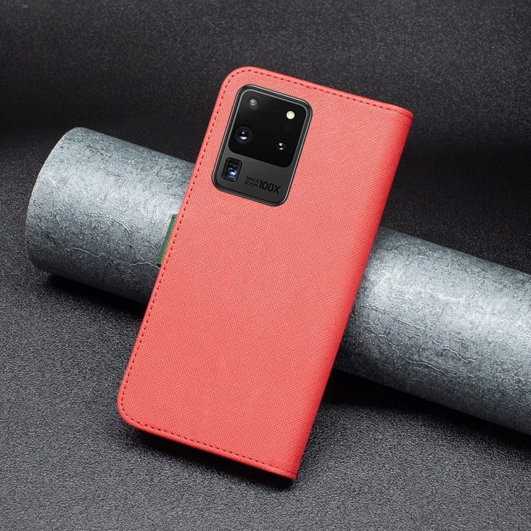 For Samsung Galaxy S20 Ultra BF13 Color Matching Cross Texture Leather Phone Case