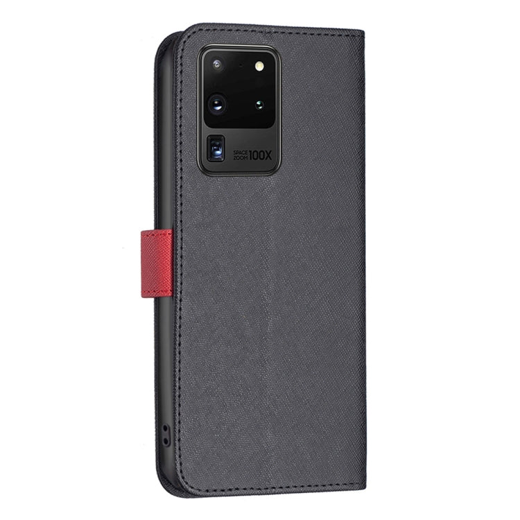 For Samsung Galaxy S20 Ultra BF13 Color Matching Cross Texture Leather Phone Case