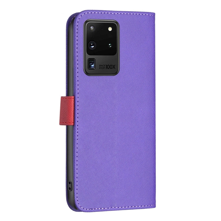 For Samsung Galaxy S20 Ultra BF13 Color Matching Cross Texture Leather Phone Case