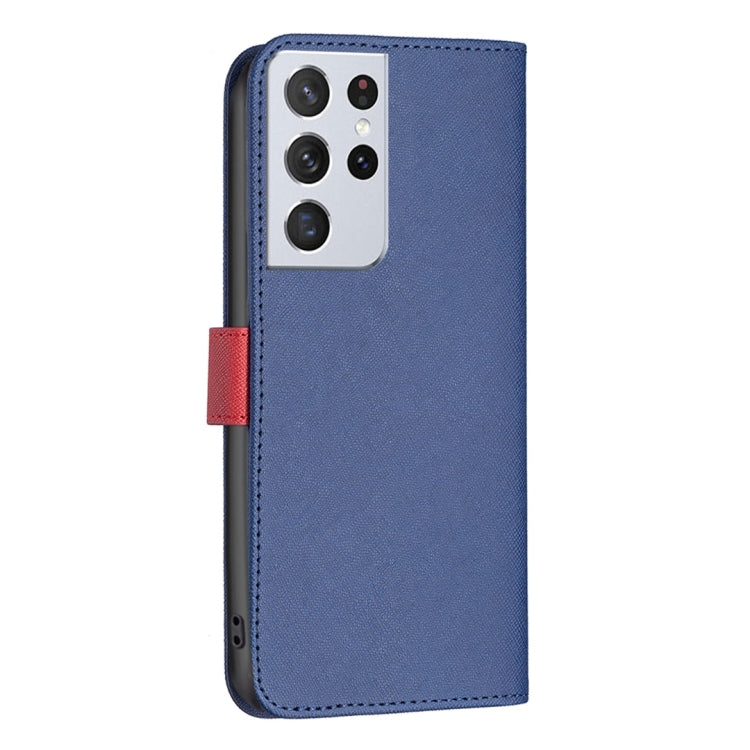 For Samsung Galaxy S21 Ultra 5G BF13 Color Matching Cross Texture Leather Phone Case