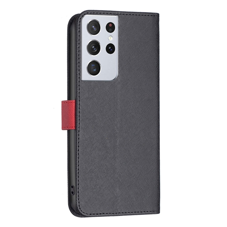 For Samsung Galaxy S21 Ultra 5G BF13 Color Matching Cross Texture Leather Phone Case