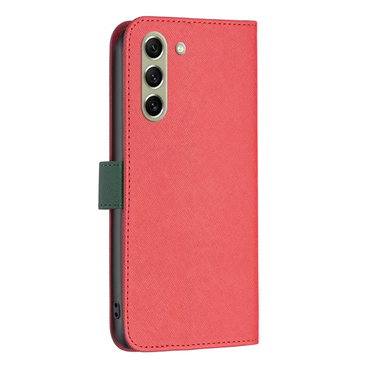 For Samsung Galaxy S21 FE 5G BF13 Color Matching Cross Texture Leather Phone Case