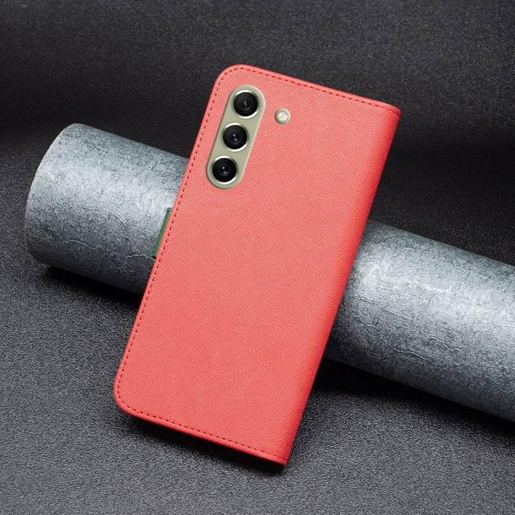 For Samsung Galaxy S21 FE 5G BF13 Color Matching Cross Texture Leather Phone Case
