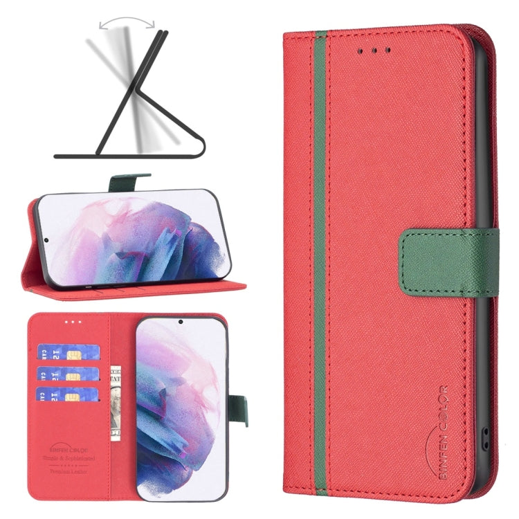 For Samsung Galaxy S21+ 5G BF13 Color Matching Cross Texture Leather Phone Case
