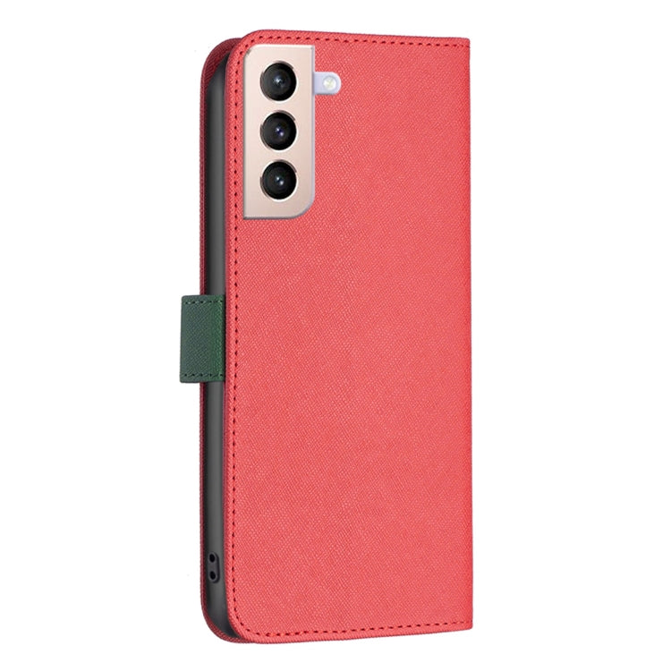 For Samsung Galaxy S21+ 5G BF13 Color Matching Cross Texture Leather Phone Case