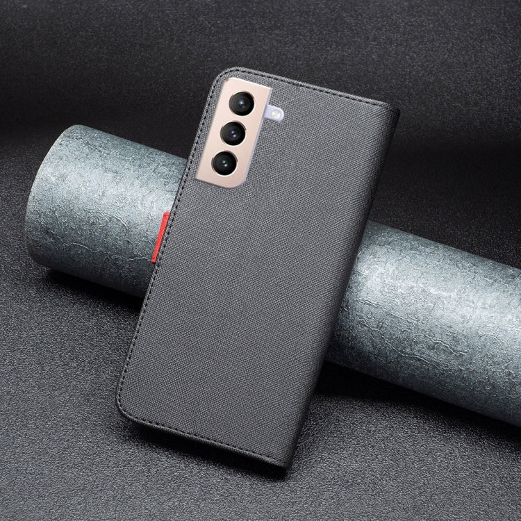 For Samsung Galaxy S21+ 5G BF13 Color Matching Cross Texture Leather Phone Case