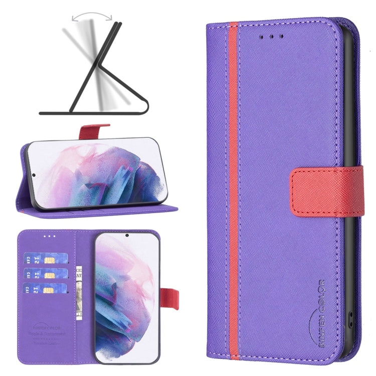 For Samsung Galaxy S21+ 5G BF13 Color Matching Cross Texture Leather Phone Case