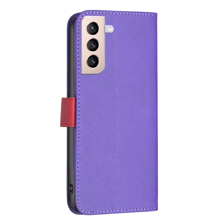 For Samsung Galaxy S21+ 5G BF13 Color Matching Cross Texture Leather Phone Case