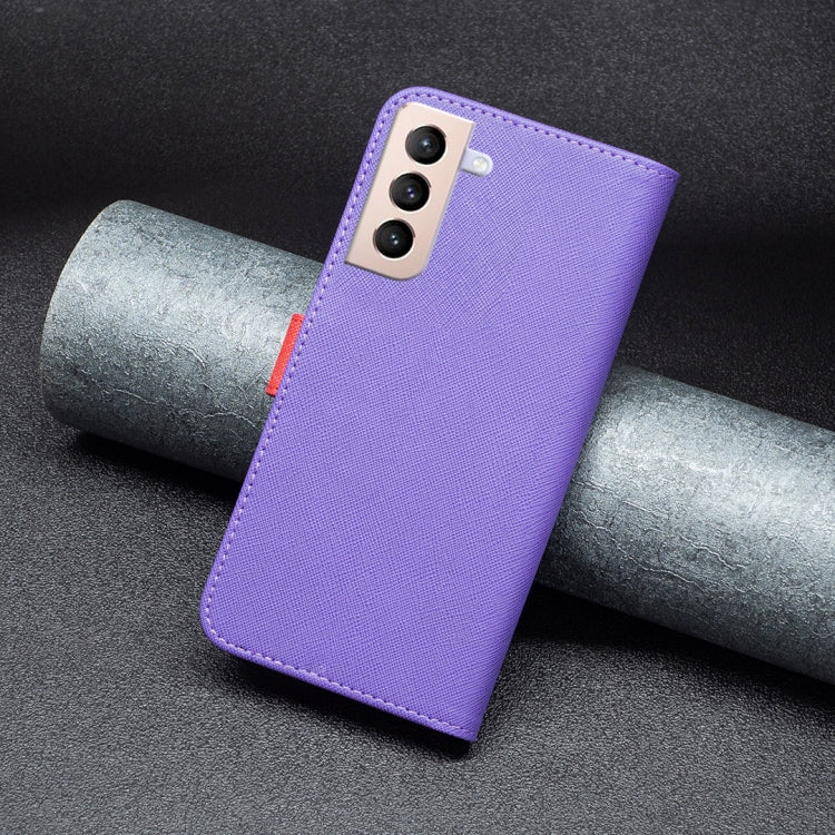 For Samsung Galaxy S21+ 5G BF13 Color Matching Cross Texture Leather Phone Case