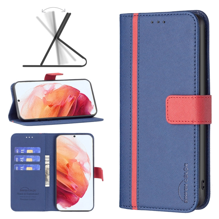 For Samsung Galaxy S21 5G BF13 Color Matching Cross Texture Leather Phone Case