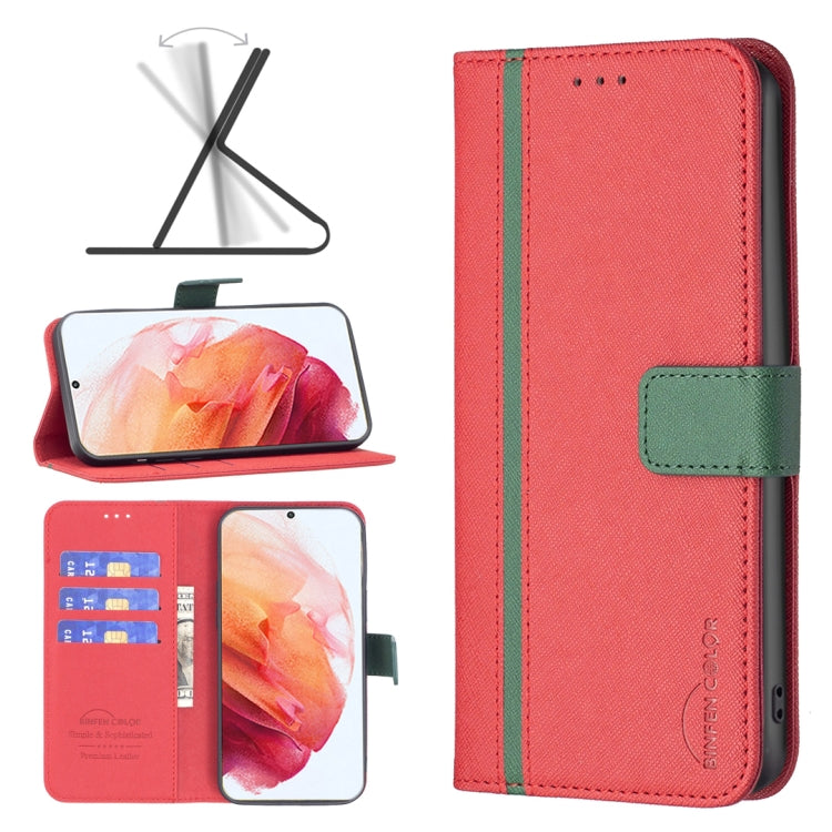 For Samsung Galaxy S21 5G BF13 Color Matching Cross Texture Leather Phone Case