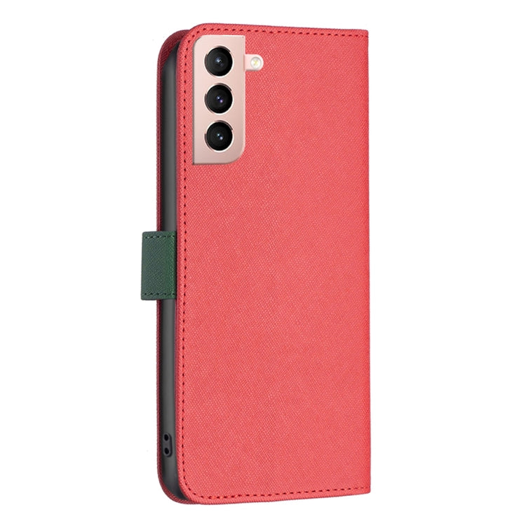 For Samsung Galaxy S21 5G BF13 Color Matching Cross Texture Leather Phone Case