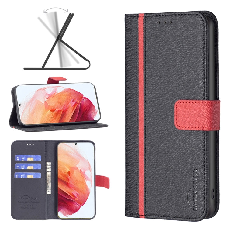 For Samsung Galaxy S21 5G BF13 Color Matching Cross Texture Leather Phone Case