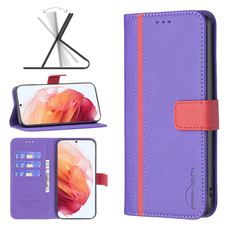 For Samsung Galaxy S21 5G BF13 Color Matching Cross Texture Leather Phone Case