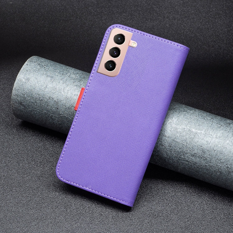 For Samsung Galaxy S21 5G BF13 Color Matching Cross Texture Leather Phone Case