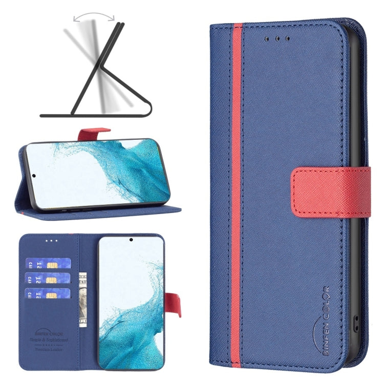 For Samsung Galaxy S22+ 5G BF13 Color Matching Cross Texture Leather Phone Case