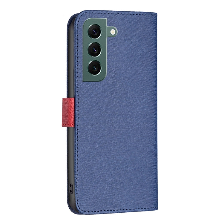 For Samsung Galaxy S22+ 5G BF13 Color Matching Cross Texture Leather Phone Case