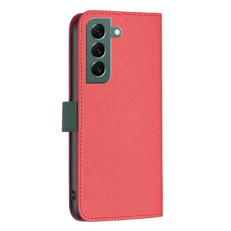 For Samsung Galaxy S22+ 5G BF13 Color Matching Cross Texture Leather Phone Case