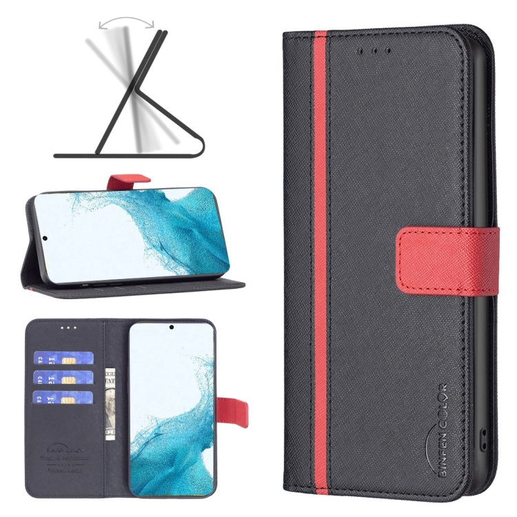 For Samsung Galaxy S22+ 5G BF13 Color Matching Cross Texture Leather Phone Case