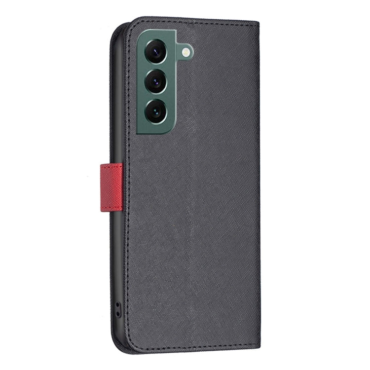 For Samsung Galaxy S22+ 5G BF13 Color Matching Cross Texture Leather Phone Case
