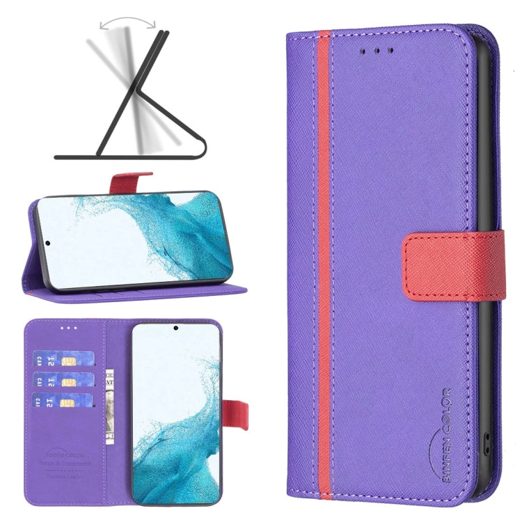 For Samsung Galaxy S22+ 5G BF13 Color Matching Cross Texture Leather Phone Case