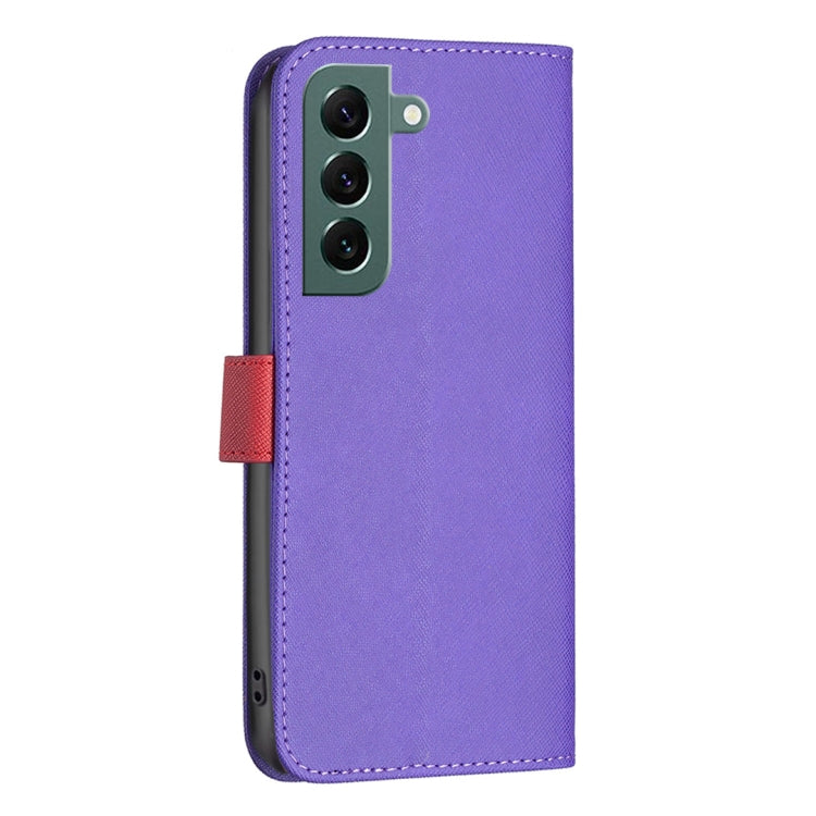 For Samsung Galaxy S22+ 5G BF13 Color Matching Cross Texture Leather Phone Case