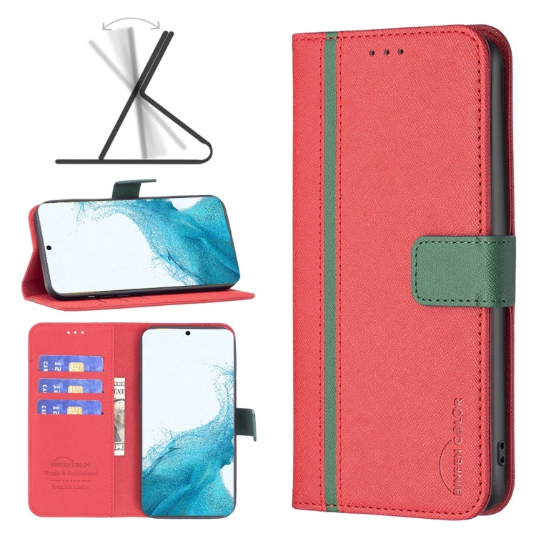 For Samsung Galaxy S22 5G BF13 Color Matching Cross Texture Leather Phone Case