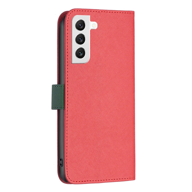 For Samsung Galaxy S22 5G BF13 Color Matching Cross Texture Leather Phone Case