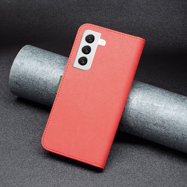 For Samsung Galaxy S22 5G BF13 Color Matching Cross Texture Leather Phone Case
