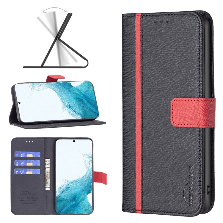 For Samsung Galaxy S22 5G BF13 Color Matching Cross Texture Leather Phone Case