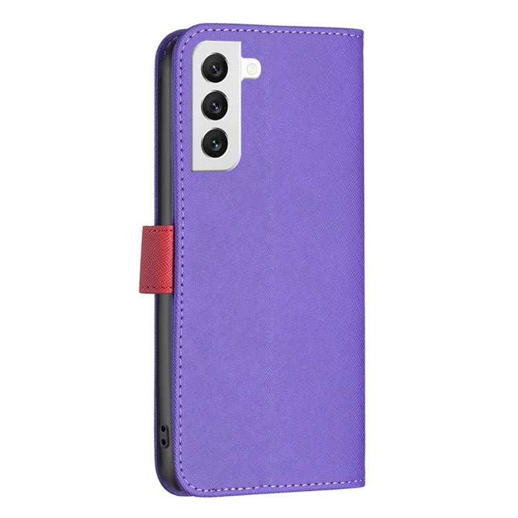 For Samsung Galaxy S22 5G BF13 Color Matching Cross Texture Leather Phone Case