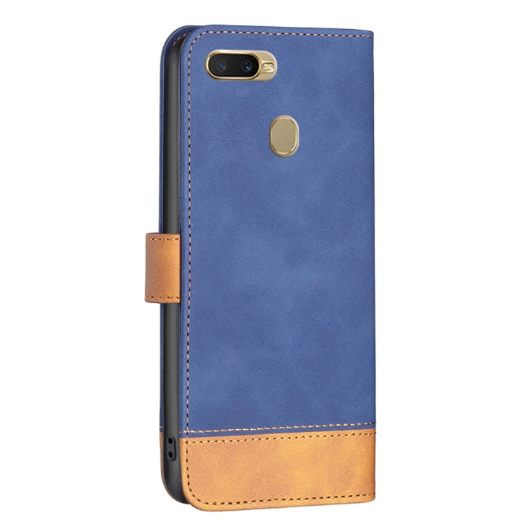 For OPPO A7 BF11 Color Matching Skin Feel Leather Phone Case