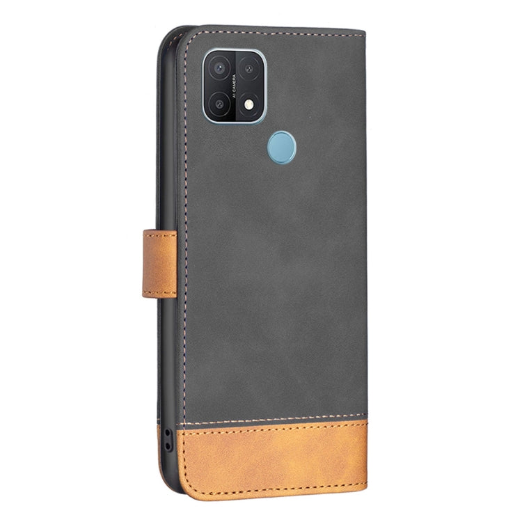 For OPPO A15 BF11 Color Matching Skin Feel Leather Phone Case