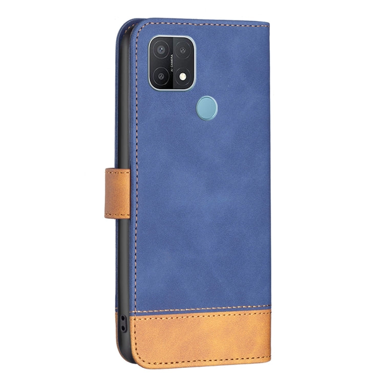 For OPPO A15 BF11 Color Matching Skin Feel Leather Phone Case