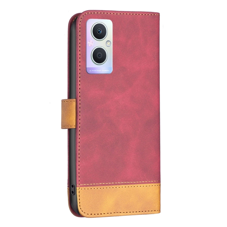 For OPPO A96 5G BF11 Color Matching Skin Feel Leather Phone Case