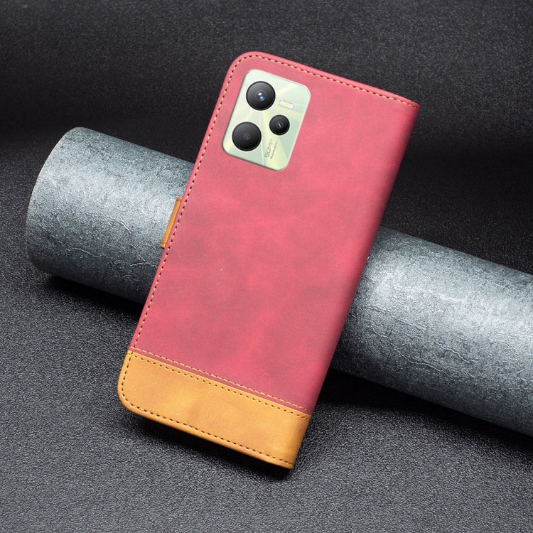 For OPPO Realme C35 BF11 Color Matching Skin Feel Leather Phone Case