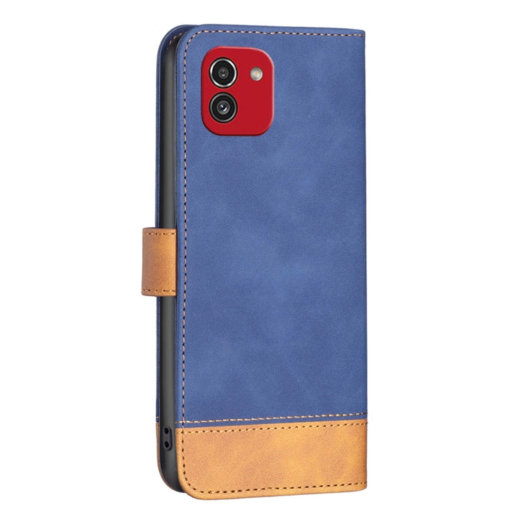 For Samsung Galaxy A03 166mm BF11 Color Matching Skin Feel Leather Phone Case