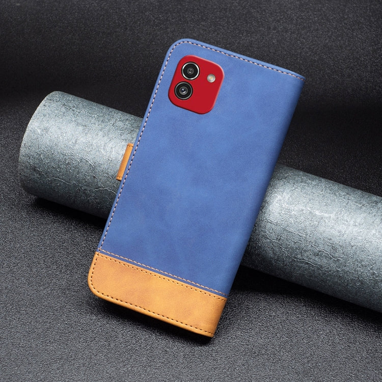 For Samsung Galaxy A03 166mm BF11 Color Matching Skin Feel Leather Phone Case