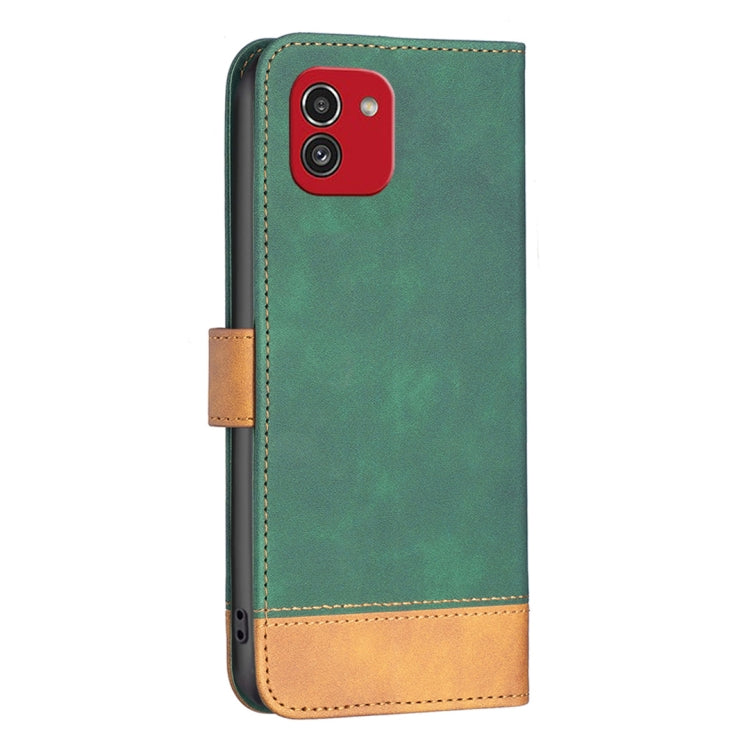 For Samsung Galaxy A03 166mm BF11 Color Matching Skin Feel Leather Phone Case