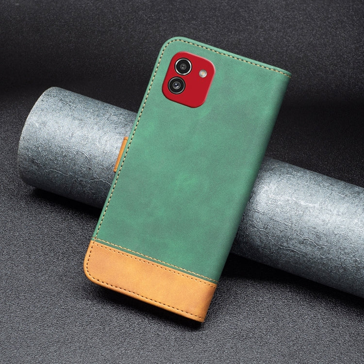For Samsung Galaxy A03 166mm BF11 Color Matching Skin Feel Leather Phone Case