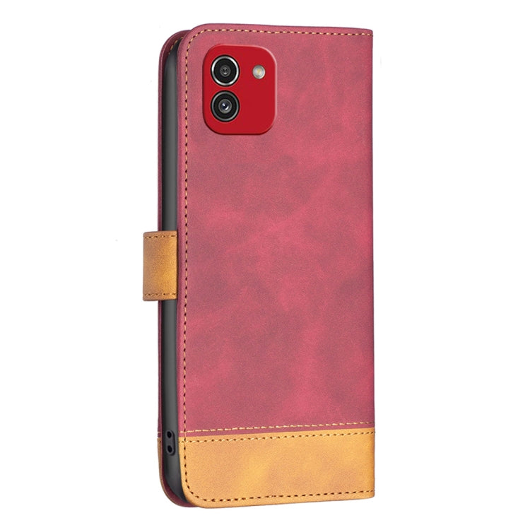 For Samsung Galaxy A03 166mm BF11 Color Matching Skin Feel Leather Phone Case