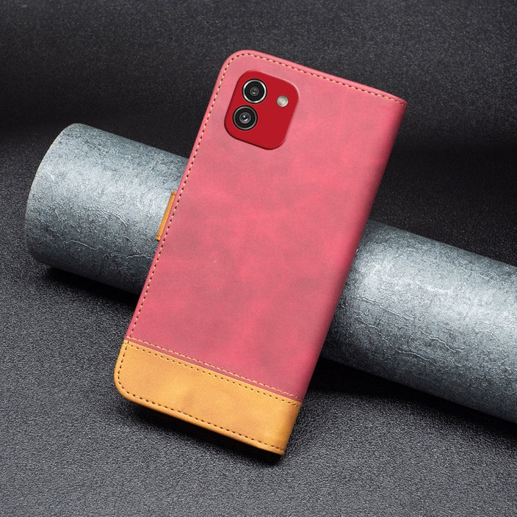 For Samsung Galaxy A03 166mm BF11 Color Matching Skin Feel Leather Phone Case
