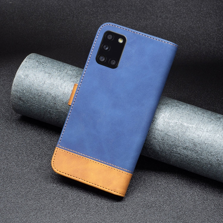 For Samsung Galaxy A31 BF11 Color Matching Skin Feel Leather Phone Case