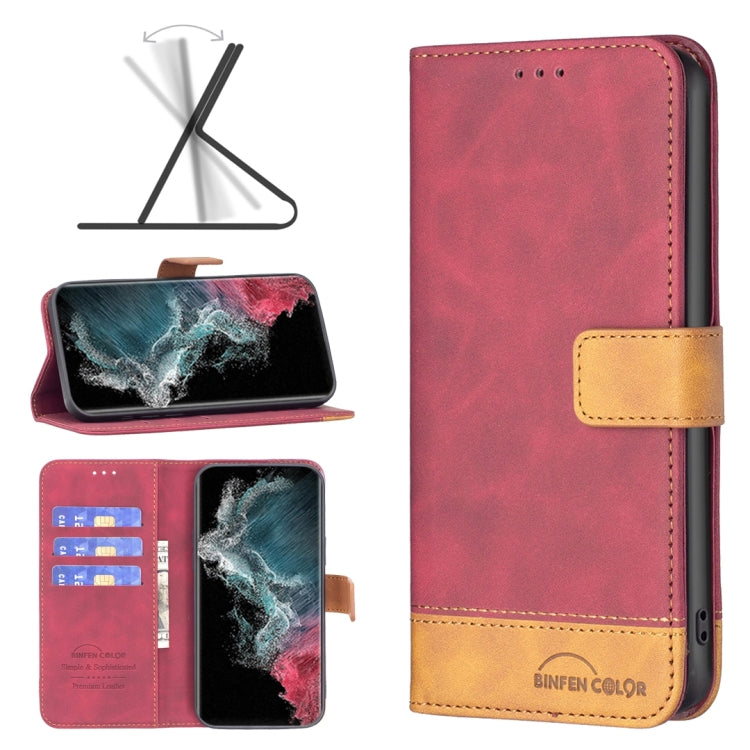 For Samsung Galaxy S22 Ultra 5G BF11 Color Matching Skin Feel Leather Phone Case