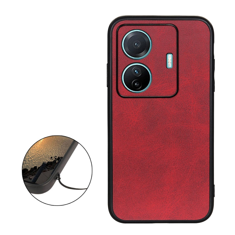 For vivo S15e Accurate Hole Two-color Calf Texture PU Phone Case